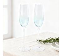 PRITOK Champagne Flutes: 2-Piece Crystal Glass Prosecco Glasses Set, Elegant Gradient Blue Insert Cut Champagne Glass, Premium Crystal, for Party and Home Entertaining (Gradient Blue/250ml)