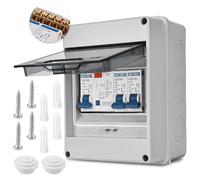 PRITOK Consumer Unit: Garage Consumer Unit with Assembly Tool, IP65 Waterproof Consumer Unit, Plastic Leakage Circuit Breaker with Fuse Box for Garage, Caravan, Workshops (2 Way)