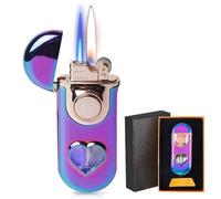 PRITOK Double Flame Lighter: Double Fire Gas Grinding Wheel Lighter with Visible Gas Window, Exquisite Design Windproof Lighter, Cool Dual Jet Flame Butane Lighter with Gift Box (Colourful)