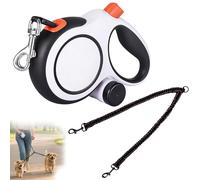 PRITOK Double Retractable Dog Leash: ABS+Nylon Hands Free Extendable Lead with Rubbish Box, Adjustable Double-Ended Dog Leash, Double Leads, for Daily Walking Medium Large Dogs up to 50kg(5m)