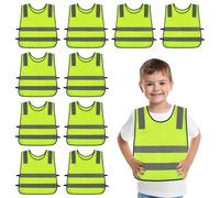 PRITOK Hi Vis Vests for Kids: 10 Pieces 51 x 42cm Reflective High Visibility Safety Vest, Children's High Visibility Vest, High Vis Jacket, Hi Vis Construction Safety Vests for Outdoor Sport Running