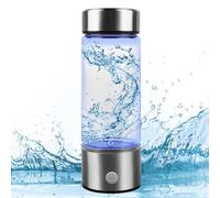 PRITOK Hydrogen Water Bottle: 420ml Hydrogen Water Bottle Generator with SPE PEM Technique, Portable Water Machine Glass Cup with Charging Cable for Travel, Sports, Daily Drinking (Sliver)