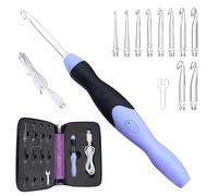 PRITOK Lighted Crochet Hooks Set: 11-in-1 USB Rechargeable Interchangeable Crochet Tools with Case, Light up Crochet Hook for All Knitting Projects, Crochet Kits and Crafting Gifts (2.5-8.0mm/Purple)