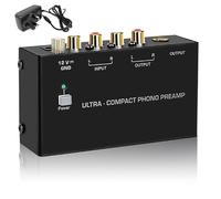 PRITOK Low Noise Phono Preamp for Turntable: RCA Input/Output Stereo Preamplifier with 3.5mm Headphone, 12V DC Adapter & Metal Case für Hi-Fi Audio (10.3x5.7x3cm)