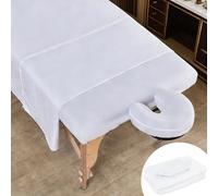 PRITOK Massage Table Sheet: 3PCS Plain Weave Set Massage Bed Cover includes Massage Table Cover Massage Fitted and Massage Face Rest Cover, Durable SPA Massage Bed Sheet for Salon and Clinic