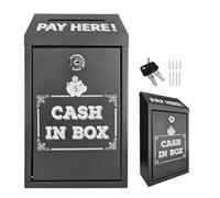 PRITOK Metal Donation Box: Iron Donation Box with Lock, Secure Wall Mounted Collection Box, Metal Money Collection Box, Safe Suggestion Box for Home, Office, and Business Use (14.5×7.5×26cm/Black)