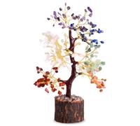 PRITOK Seven Chakra Crystal Tree: Genuine Crystal Mixed Color, Crysta Tree of Life Decorative Healing Crystals, Positive Energy, Feng Shui Tre e for Home Decor, 280 Beads, Birthday Gifts for Women men