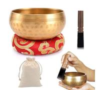 PRITOK Tibetan Singing Bowl Set, 8 cm, Tibetan Singing Bowl with Singing Bowl Cushion and Wooden Striker, Handmade in Nepal for Meditation, Chakra, Yoga, Meditation Accessories, Unique