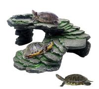 PRITOK Turtle Basking Platform: Resin Tortoise Resting Terrace & Cave Hideout with Climbing Ramp for Aquariums & Terrariums, Durable Reptile Hideout, Decorative Landscape for Reptiles, Amphibians