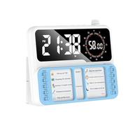 PRITOK Visual Timer for Kids: Mirrored Display Visual Timer, Countdown for Kids, Task Chart Planning Board with Digital Alarm Temperature & Storage, for Home and Classroom Task Planning