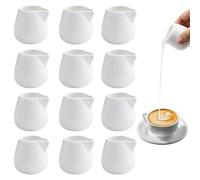 PRITOK White Small Porcelain Milk Jug: 12 Pcs Porcelain Mini Milk Jug Without Handle, 60ml Mini Milk Jug, Small Porcelain Milk Jug, Small Milk Jugs for Milk, Coffee, Cream, Sauce and Gravy