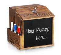 PRITOK Wooden Suggestion Box: Comment Collection Box with Locking Lid and Side Slot, Wall Mounted Comment Ballot Box for School, Office, Hospital Dark, Donation(8.26 x 8.07 x 6.5 In)
