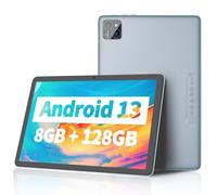 PRITOM 10 Inch Android 13 Tablets, 8GB(4+4), 128GB, expandable 1TB, 8000 mAh, WiFi Tablets, Qcta Core Processor, WiFi 6, Bluetooth, Gaming Tablet, Tablet PC,Grey Case