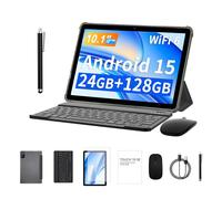 PRITOM 10 inch tablet, 24 GB, 128 GB ROM, 1024GB Expand, Android 15, 4-1 android tablets, Qcta core, WiFi 6, 8000 Mah, Tablet PC with Keyboard, Mouse, Case,Stylus,Gray