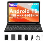 PRITOM 10 inch tablet, Android 16,64 GB ROM, 2-1 Android Tablets, Black