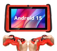 PRITOM 7 Inch Tablets, WiFi Tablets, 8GB RAM, Expandable 512GB, Tablet, Parental Control, Android 15, Sports Car Design, tablet PC with Two Gamepad(Red).