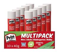 Pritt Glue Stick - Child-friendly & Durable Craft Glue with 97% Natural Ingredients, Strong Adhesion, Clean Application without Waves, Ideal for School, Office, Home Supplies (10 x 40 g)