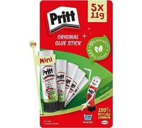 Pritt Glue Stick, Safe & Child-Friendly Craft Glue for Arts & Crafts Activities, Strong-Hold Adhesive for School & Office Supplies, 5x11g Pritt Stick