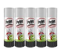 Pritt Glue Sticks (5 Pack, 11g) - 90% Natural Recyclable Strong Hold Adhesive for Home, School, Office Supplies, Kids - Child Friendly Quick-Drying for Paper, Fabric, Art & Crafts