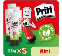 Pritt Original Glue Stick Sustainable Long Lasting Strong Adhesive Solvent Free 11g Mini (Pack 5) - 2741298