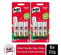 Pritt Glue Stick, Safe & Child-Friendly Craft Glue for Arts & Crafts Activities, Strong-Hold adhesive for School & Office Supplies, 22 g (Pack of 3)
