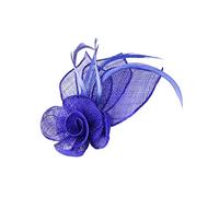 Pritties Accessories Royal Blue Sinamay Flower and Feather Beak Clip Brooch Corsage Fascinator