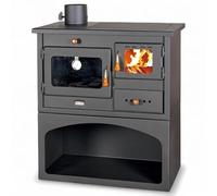 Prity 1P34 Left Hand Open Wood Burner with Oven - Cast Iron Top - CE Certified Solid Fuel Stove