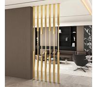 Privacy Divider Pole Gold Metal Iron Partition Screen, Entrance Hall Space Divider Column Floor to Ceiling, Home/Office Use - 5/8 Pcs, Easy to Install(8pcs-B,290cm/114in/9.5ft)