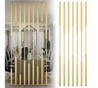 Privacy Divider Pole/Screen System, Ceiling to Floor Mounted Room Partition Post, Gold Space Separator Pole for Hallway Kitchen Studio Entrance, 5/8 Pcs Metal Slats(8pcs-A,230cm/91in/7.5ft)