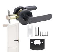Privacy Door Handle - Matte Black Heavy Duty Lever Lockset | Silent Interior Passage Locking System for Bedroom Bathroom | Keyless Hardware for Home Office Household, Reversible for Left/Right
