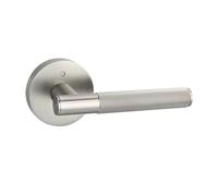 Privacy Door Handle Rear Knurled Lever Round Base Bedroom Bathroom Lock Reversible(Silver-1)