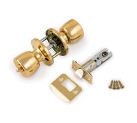 Privacy Door Lockset - Interior Locking Door Knobs with Turn Button - Ideal for Bedrooms & Bathrooms - Durable Construction - Easy to Install (Brass Effect - Retail Boxed)