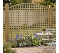 Privacy Fence Panel 6ft x 5ft Arch Top Square Trellis Wooden Screen 3pk | 182.8cm x 172cm, Arched Lattice Fencing, Pergola, Balcony & Patio Screening, Treated, Support for Garden Plants & Vegetables