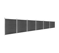 Privacy Fence Panel Set - 1045x186 cm Black, Wind Protection for Garden, Terrace, and Outdoor Spaces - Stylish Lamella Design for Enhanced Privacy