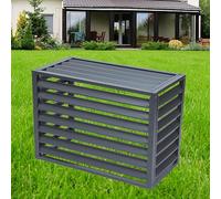 Privacy Fence Screen, Air Conditioner Cover, Outdoor AC Unit Enclosure, Hide Air Conditioner Fence, Trash Can Enclosure, Heavy Duty Aluminum Fence for Garden Patio Lawn (Color : BLACK B, Size : 5P: