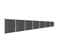 Privacy Fence Set - 1218x186 cm Black Slat Fence for Garden & Terrace, Wind Protection, Outdoor Screen, Modern Design, Easy Installation