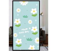 Privacy Film for Glass Windows Green Yellow Flowers Stained Glass Window Film Non Adhesive Reusable Waterproof PVC Opaque Window Stickers for Bathroom Office Decoration 40x120 cm