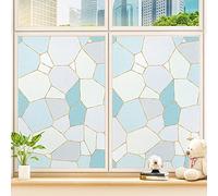 Privacy Frosted Colorful Window Film Irregular Geometry,No Glue Static Cling Glass Door Film Vinyl Decorative Window Tints for Bathroom Bedroom
