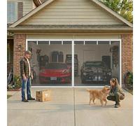 Privacy Garage Door Screen, Retractable Magnetic Closure Mesh Curtain with Weighted Bottom, Easy Install Hands Free Net for Home Gym Workshop and Porch 488x244cm 488x213cm 244x213cm