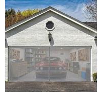 Privacy Garage Screen Doors Blackout for 2 Car Garage, Heavy Duty Sliding Retractable Magnetic Garage Door Screen, Hands Free Double Fiberglass Mesh Net Screen for Patio(Gray,15.5x6.5ft(472x198cm))