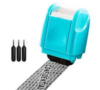 Privacy ID Address Blocker Roller Stamp With Identity Theft Protection - Personal Data Security Defender With 3 Refills Ink (Blue)