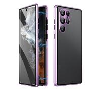 Privacy Magnetic Double Sided Tempered Glass Phone Case for Samsung Galaxy S25, S24, S23, S22, S21 Series, Anti-Peeping Screen Protector, Full Body Protection (Purple,for Samsung S24 Plus)