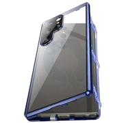 Privacy Magnetic Double Sided Tempered Glass Phone Case for Samsung Galaxy S25, S24, S23, S22, S21 Series, Wireless Charging Full Body Protection (Blue,for S24FE)