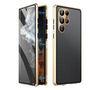 Privacy Magnetic Double Sided Tempered Glass Phone Case for Samsung Galaxy S25, S24, S23, S22, S21 Series, Anti-Peeping Screen Protector, Full Body Protection (Gold,for Samsung S24 Ultra)