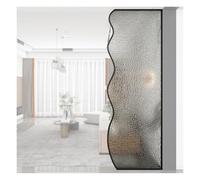 Privacy Room Divider - Floor-to-Ceiling Decorative Partition Screen Freestanding Iron Frame Tempered Glass Panel for Restaurant & Hotel Dining Areas (Black 43.3"x11.8")