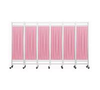 Privacy Screen,3-8 Panels Medical Privacy Screen,6Ft High Folding Room Seperating Divider,Standing Door Partition with Wheels,Ideal for Ward/Clinic/Patient/Exam(Pink,6-Panel)