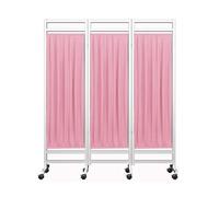 Privacy Screen,3-8 Panels Medical Privacy Screen,Standing Door Partition with Wheels,6Ft High Folding Room Seperating Divider Ideal for Ward/Clinic/Patient/Exam(Pink,3-Panel)