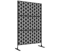 Privacy Screen Black 198x122cm Steel Grid Freestanding Decorative Divider Panel