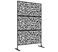 Privacy Screen Black Steel 122x45x198cm Twisted Line Panel Outdoor with Stand UK