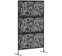 Privacy Screen Black Steel Bamboo 122x45x198cm Outdoor Divider Panel - Trellis